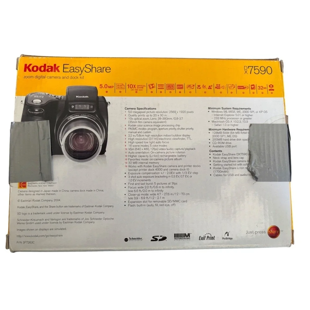Kodak EasyShare DX7590 5MP Digital Camera 10x Zoom Dock Kit CIB‎ Y2K Vintage